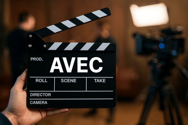audio-visual expenditure credit avec illustrated with a clapperboard