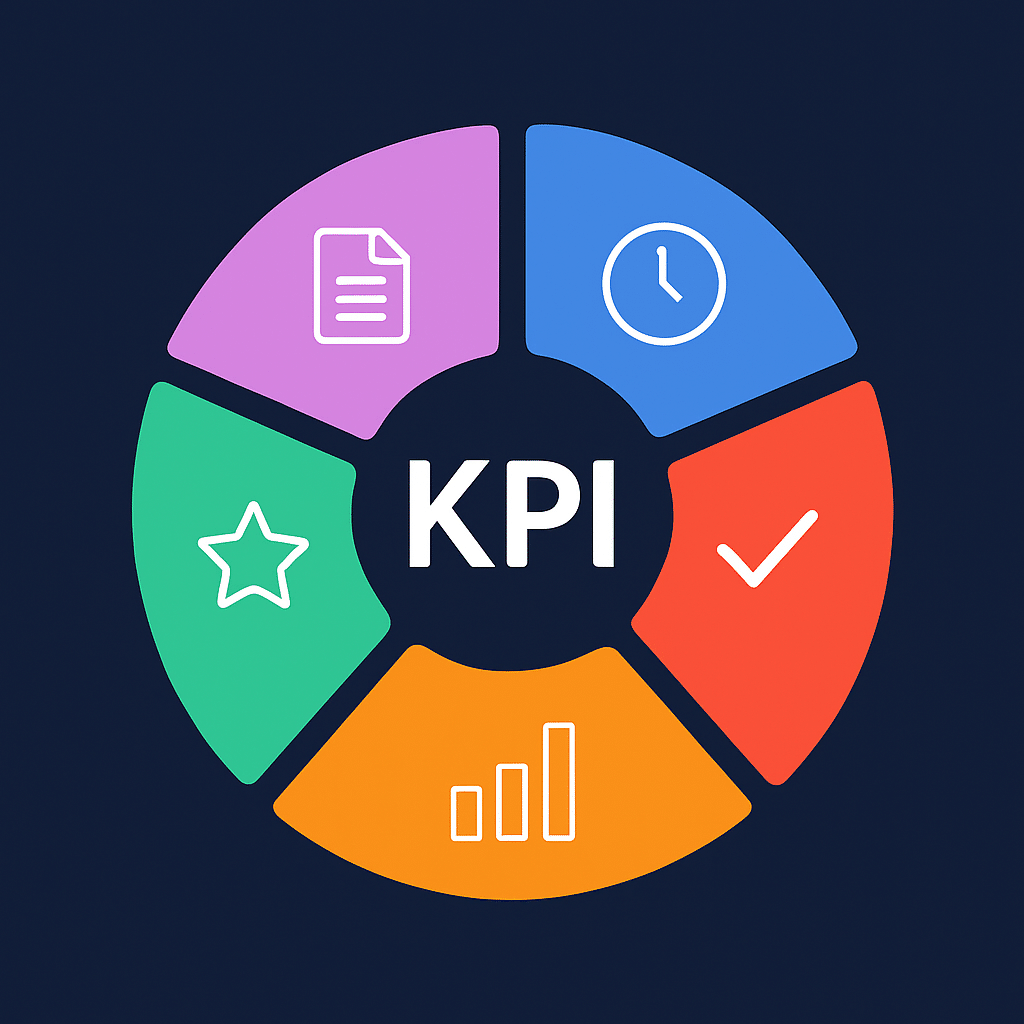 best kpis for small business chart illustration with kpi text at the center and icons related to business