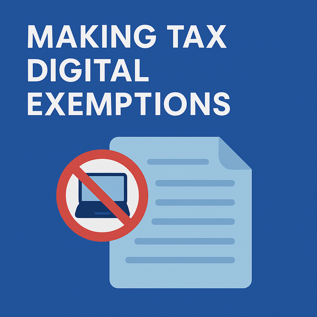 making tax digital exemptions illustrated with a restriction sign and a paper document