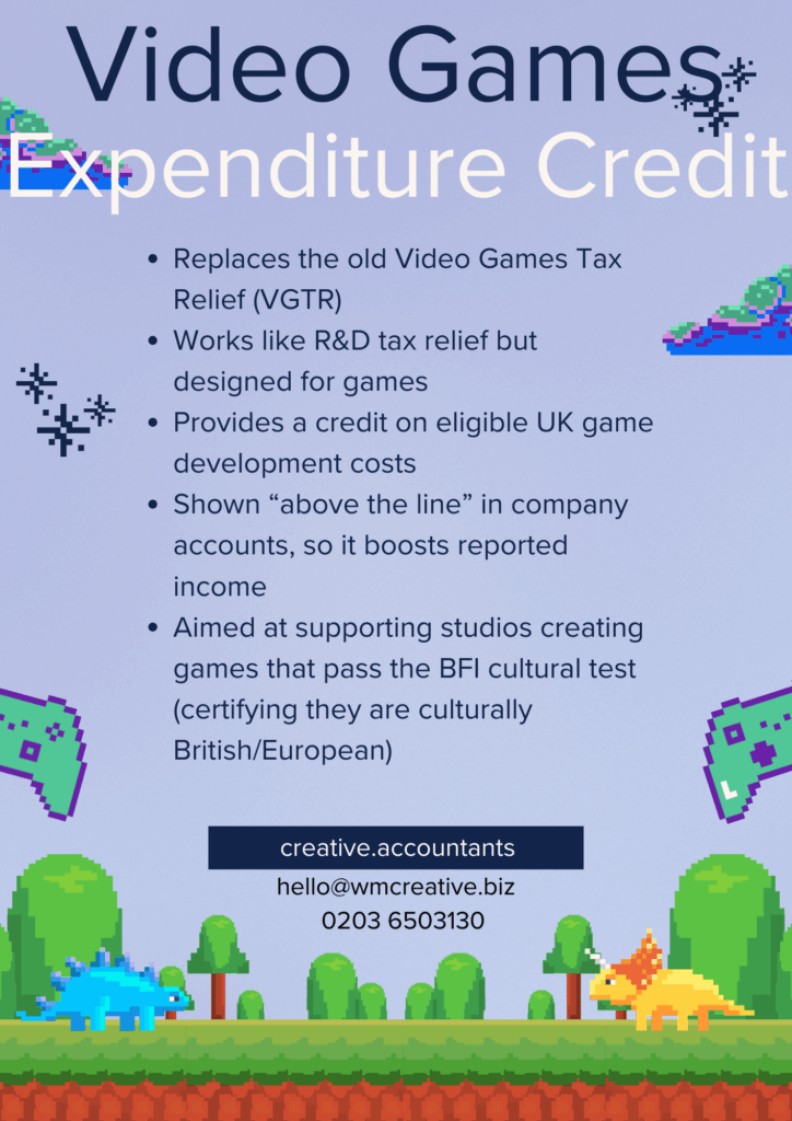 video games expenditure credit (vgec) replaces the old video games tax relief