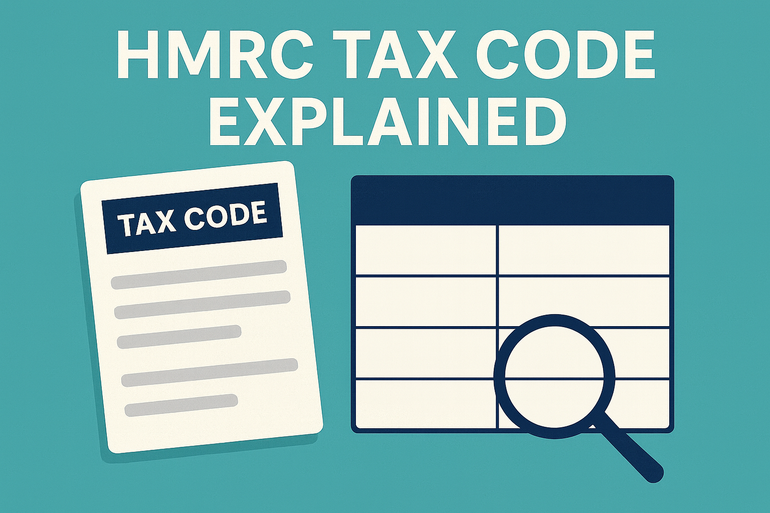hmrc tax code with document, table and magnifier