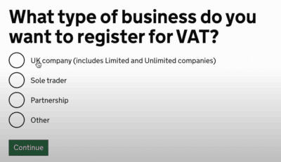 how to register for vat by choosing the type of business you want to register