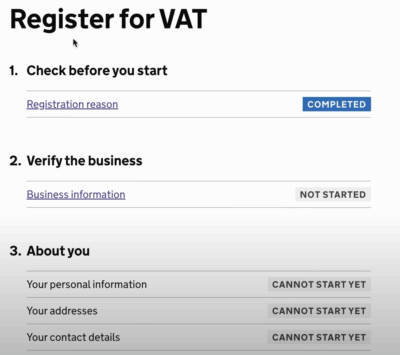 how to register for vat overview page