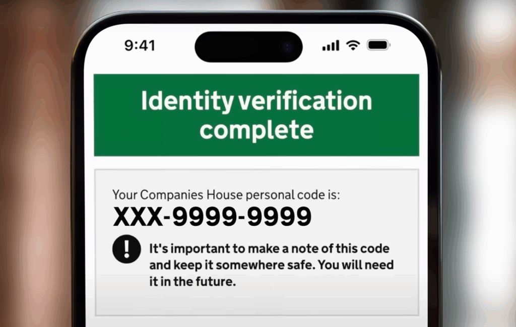 Your Companies House identity verification code