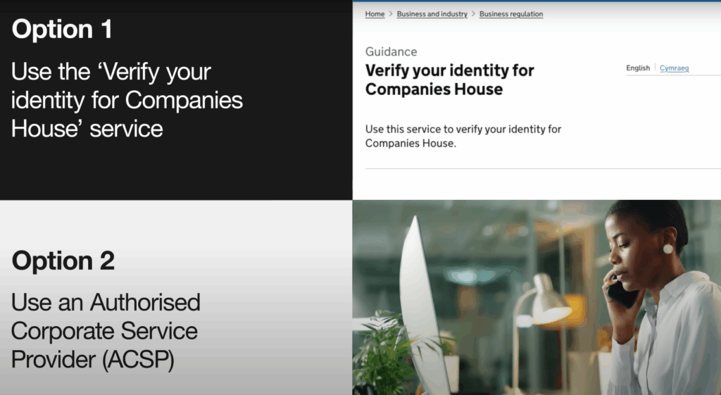 companies house identity verification can be done with 2 available options