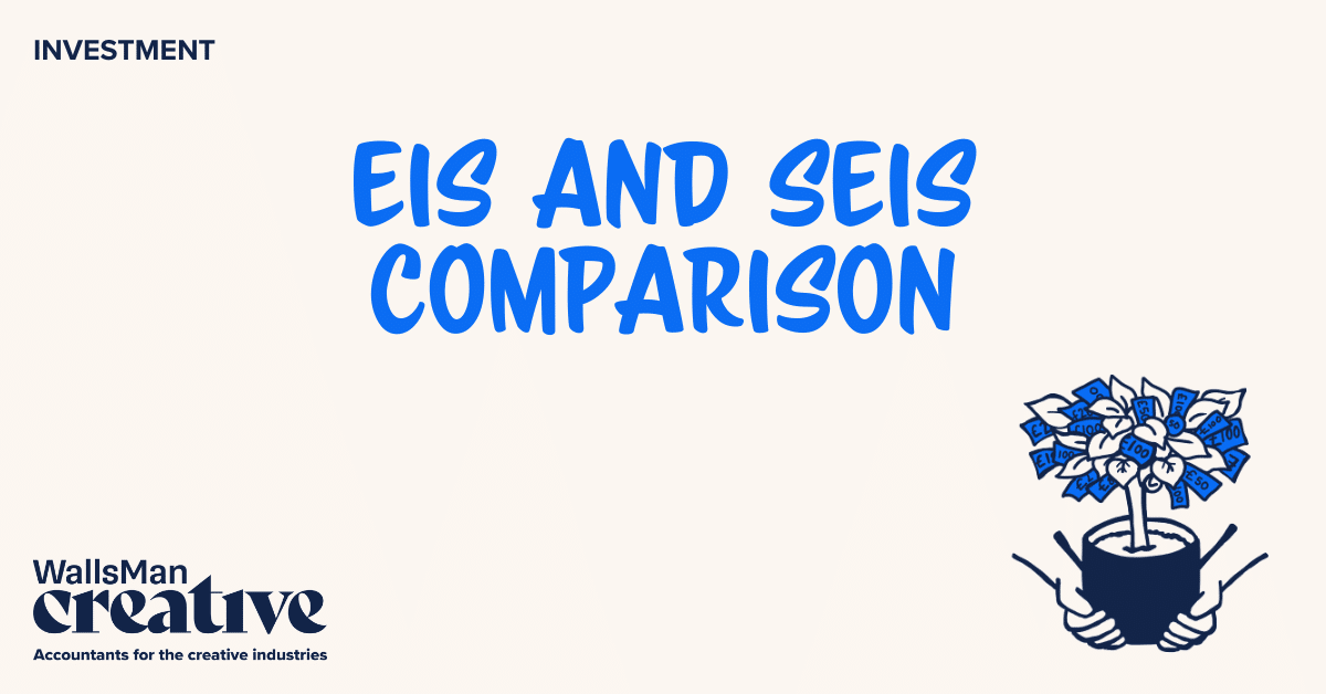 Text: "eis and seis comparison" in the middle, on a beige background, featuring an illustration in the bottom right corner and WallsMan Creative logo in the bottom left corner.